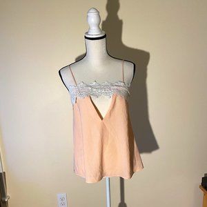 Peach Pink Lace Cut-out Top